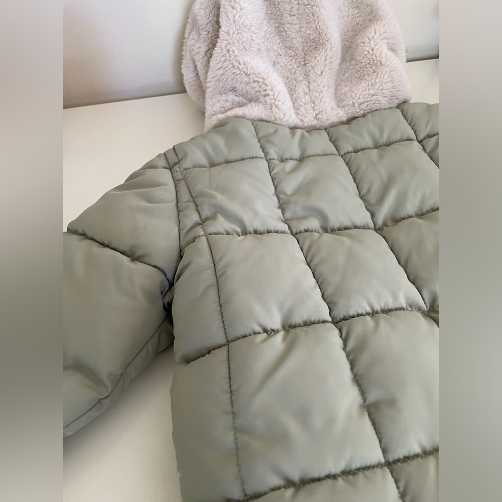 Jessica Simpson Kids Green Puffer Jacket with Faux Fur Hoodie Ears Girls 3T - Picture 10 of 13